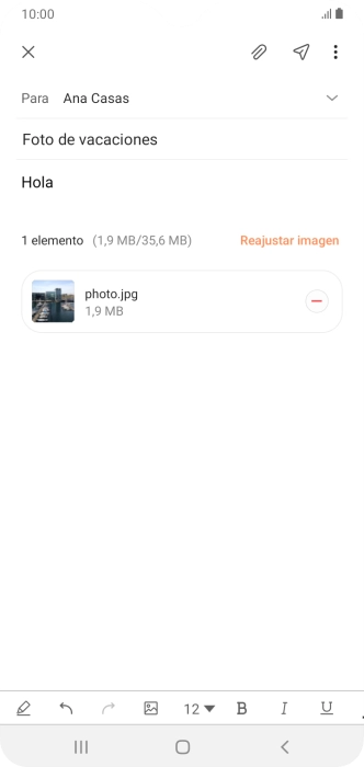 Pulsa el icono de envío cuando termines de escribir el correo electrónico. Pulsa el icono de envío cuando termines de escribir el correo electrónico.