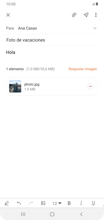 Pulsa el icono de envío cuando termines de escribir el correo electrónico. Pulsa el icono de envío cuando termines de escribir el correo electrónico.
