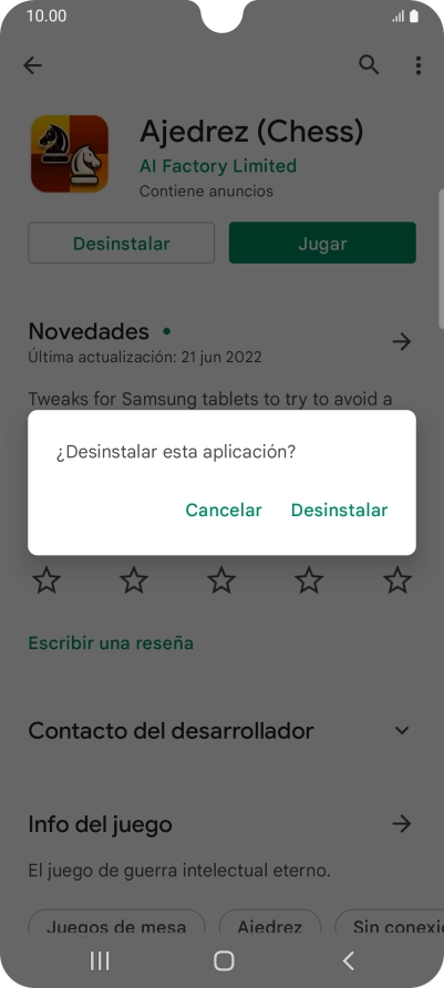 Pulsa Desinstalar.