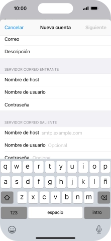 Pulsa Nombre de host e introduce smtp.vodafone.es. Pulsa Nombre de host e introduce smtp.vodafone.es.