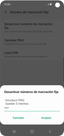 Introduce el código PIN2 y pulsa Aceptar. Introduce el código PIN2 y pulsa Aceptar.