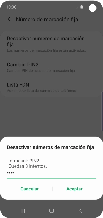 Introduce el código PIN2 y pulsa Aceptar. Introduce el código PIN2 y pulsa Aceptar.