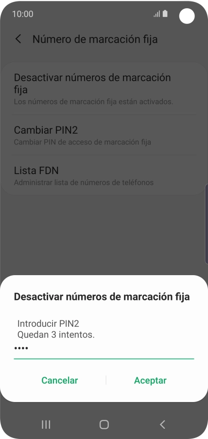 Introduce el código PIN2 y pulsa Aceptar. Introduce el código PIN2 y pulsa Aceptar.