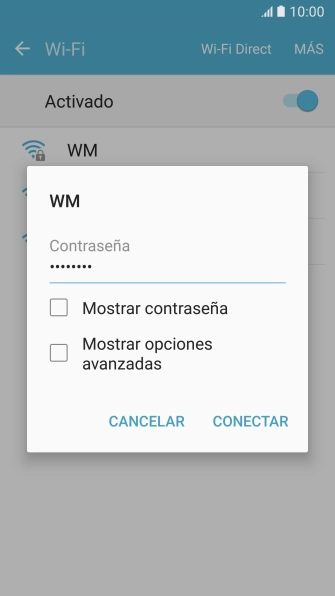 Introduce la contraseña de la red wifi y pulsa CONECTAR. Introduce la contraseña de la red wifi y pulsa CONECTAR.