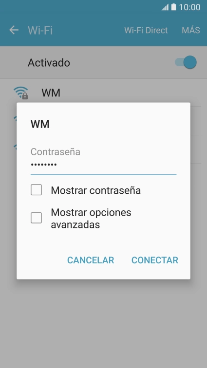 Introduce la contraseña de la red wifi y pulsa CONECTAR. Introduce la contraseña de la red wifi y pulsa CONECTAR.