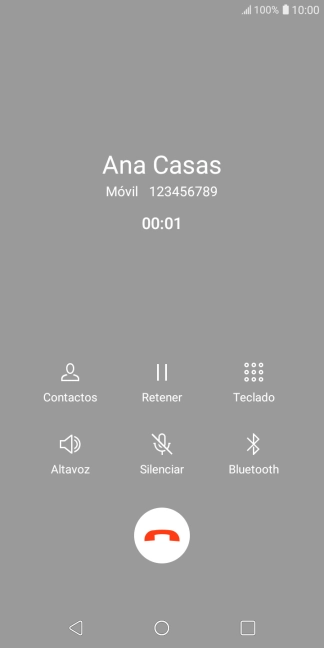 Pulsa el icono de finalizar llamada. Pulsa el icono de finalizar llamada.