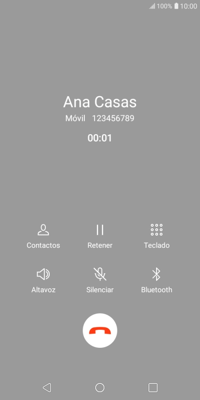 Pulsa el icono de finalizar llamada. Pulsa el icono de finalizar llamada.