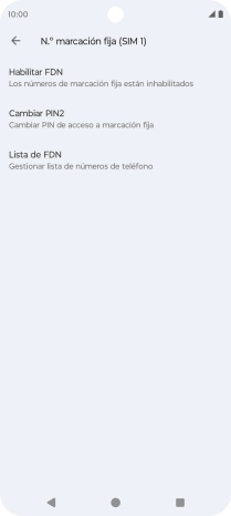 Pulsa Habilitar FDN para activar la marcación fija.