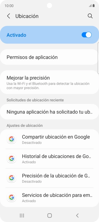 Pulsa Permisos de aplicación. Pulsa Permisos de aplicación.