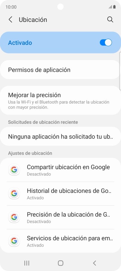 Pulsa Permisos de aplicación. Pulsa Permisos de aplicación.