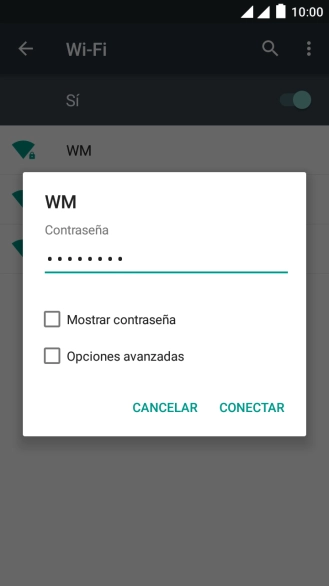 Introduce la contraseña de la red wifi y pulsa CONECTAR. Introduce la contraseña de la red wifi y pulsa CONECTAR.