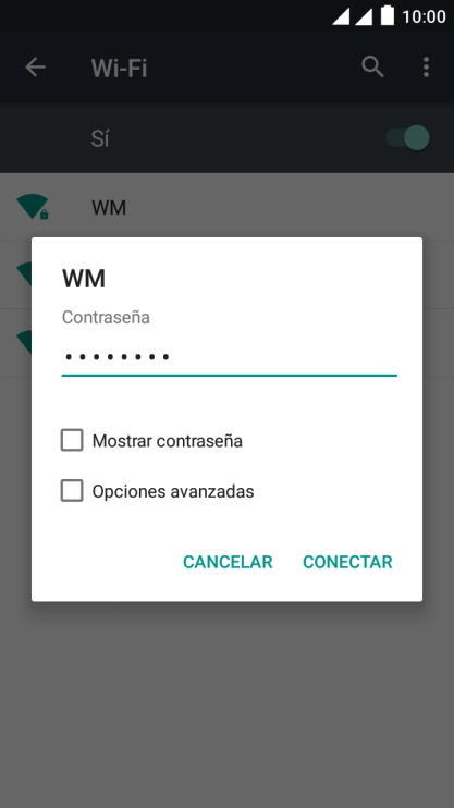 Introduce la contraseña de la red wifi y pulsa CONECTAR. Introduce la contraseña de la red wifi y pulsa CONECTAR.