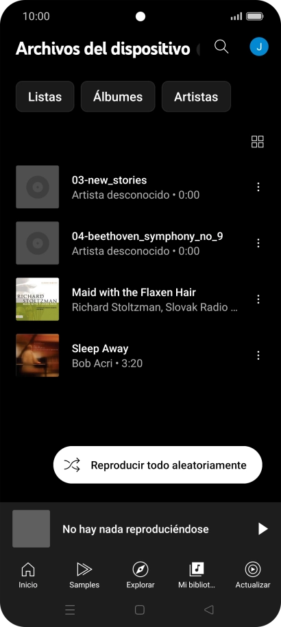 Pulsa el archivo de música deseado. Pulsa el archivo de música deseado.