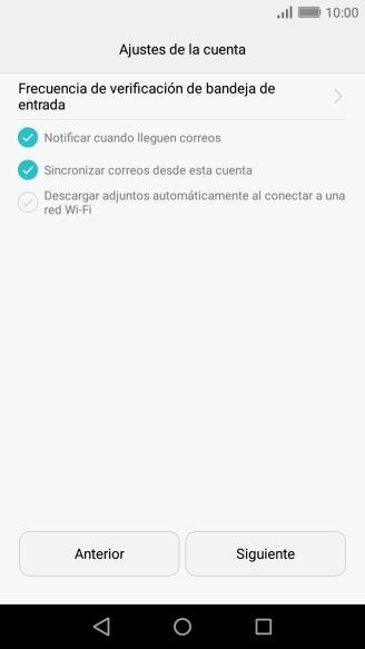 Pulsa Frecuencia de verificación de bandeja de entrada. Pulsa Frecuencia de verificación de bandeja de entrada.