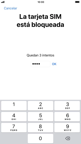 Si es necesario desbloquear la tarjeta SIM, introduce el código PIN y pulsa OK. Si es necesario desbloquear la tarjeta SIM, introduce el código PIN y pulsa OK.