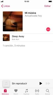 Desplázate a la categoría o a la lista de reproducción deseada y pulsa el archivo de música deseado. Desplázate a la categoría o a la lista de reproducción deseada y pulsa el archivo de música deseado.
