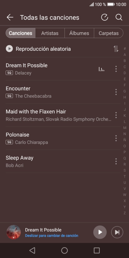 Pulsa el archivo de música deseado. Pulsa el archivo de música deseado.