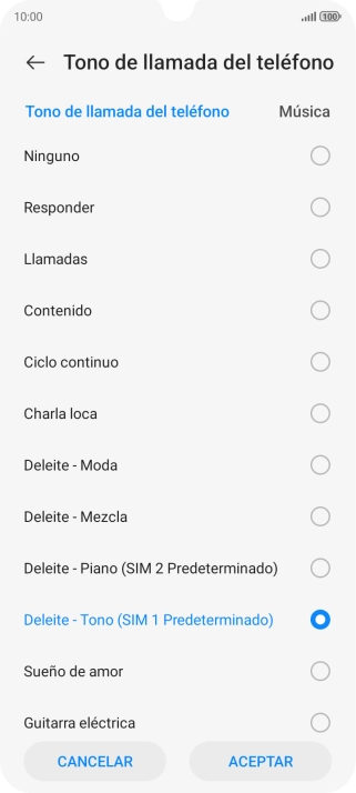 Pulsa los timbres de llamada deseados para escucharlos.