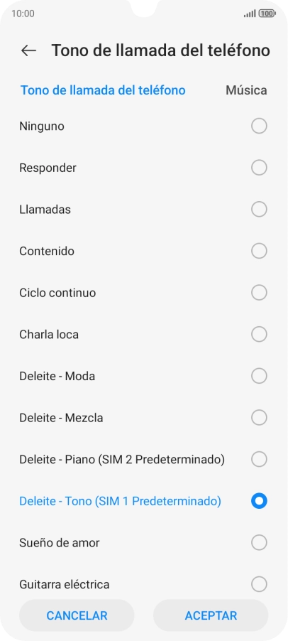 Pulsa los timbres de llamada deseados para escucharlos.