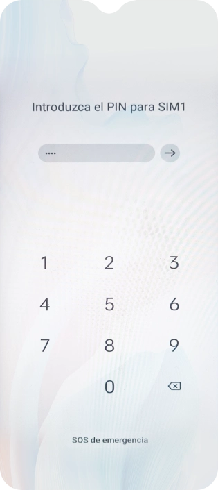 Si tu tarjeta SIM está bloqueada, introduce el código PIN y pulsa la flecha hacia la derecha. Si tu tarjeta SIM está bloqueada, introduce el código PIN y pulsa la flecha hacia la derecha.