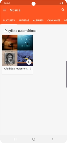 Pulsa una categoría y desplázate al archivo de música deseado. Pulsa una categoría y desplázate al archivo de música deseado.