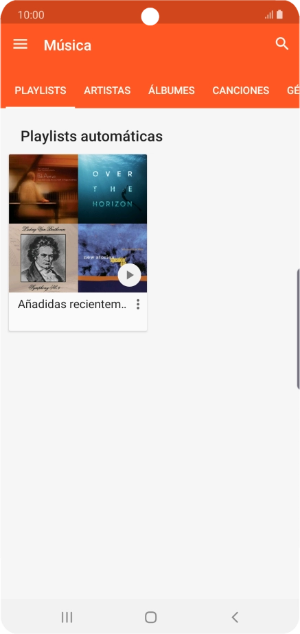 Pulsa una categoría y desplázate al archivo de música deseado. Pulsa una categoría y desplázate al archivo de música deseado.