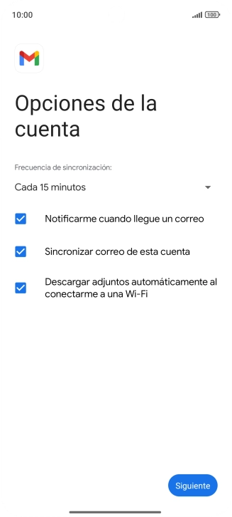 Si aparece en la pantalla esta imagen, tu cuenta de correo electrónico ha sido reconocida y configurada automáticamente. Sigue las indicaciones de la pantalla para introducir más información y terminar la configuración. Si aparece en la pantalla esta imagen, tu cuenta de correo electrónico ha sido reconocida y configurada automáticamente. Sigue las indicaciones de la pantalla para introducir más información y terminar la configuración.