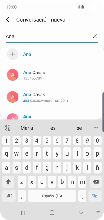 Pulsa el contacto deseado. Pulsa el contacto deseado.