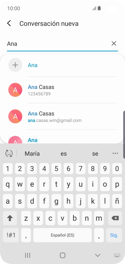 Pulsa el contacto deseado. Pulsa el contacto deseado.