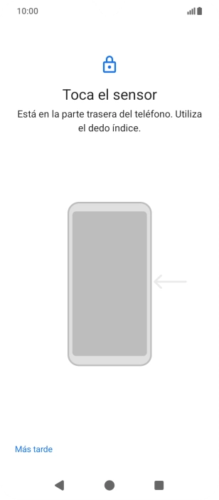 Sigue las indicaciones de la pantalla para crear una huella digital como código de seguridad. Sigue las indicaciones de la pantalla para crear una huella digital como código de seguridad.
