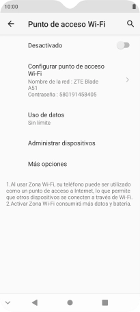 Pulsa Configurar punto de acceso Wi-Fi. Pulsa Configurar punto de acceso Wi-Fi.