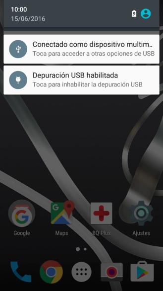 Pulsa el icono de USB. Pulsa el icono de USB.