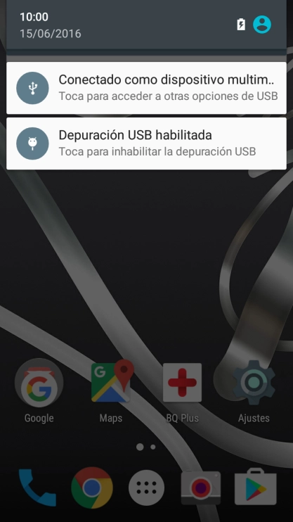 Pulsa el icono de USB. Pulsa el icono de USB.