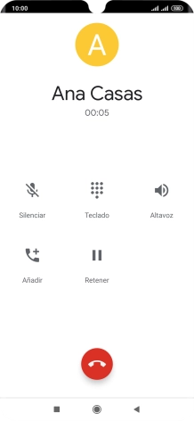 Pulsa el icono de finalizar llamada. Pulsa el icono de finalizar llamada.