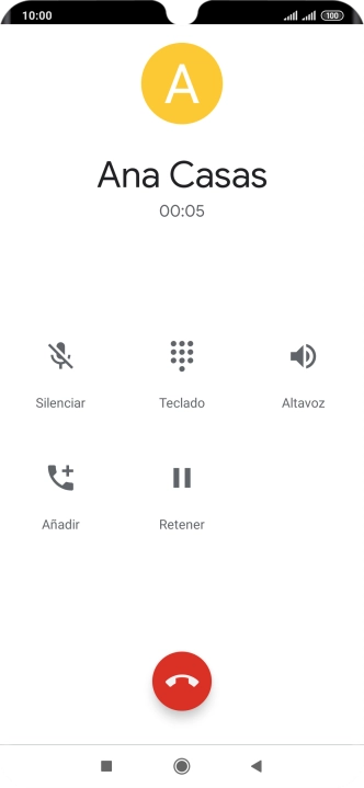 Pulsa el icono de finalizar llamada. Pulsa el icono de finalizar llamada.