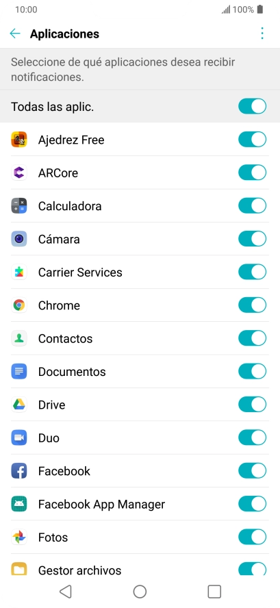 Pulsa el indicador junto a la app deseada para activar o desactivar la función. Pulsa el indicador junto a la app deseada para activar o desactivar la función.