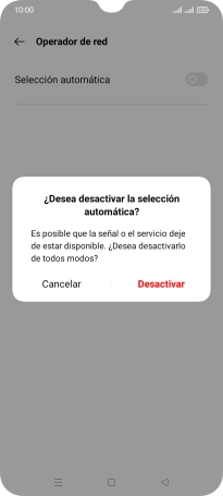 Pulsa Desactivar para desactivar la función y espera mientras el teléfono está buscando redes. Pulsa Desactivar para desactivar la función y espera mientras el teléfono está buscando redes.