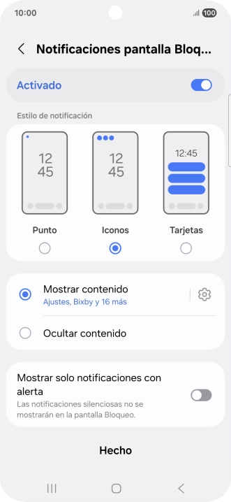 Pulsa los ajustes deseados para activarlos o desactivarlos. Pulsa los ajustes deseados para activarlos o desactivarlos.