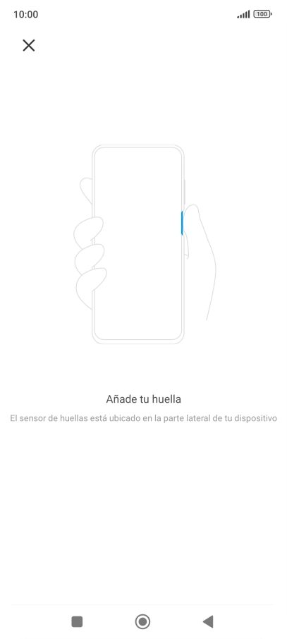 Sigue las indicaciones de la pantalla para crear una huella digital como código de seguridad. Sigue las indicaciones de la pantalla para crear una huella digital como código de seguridad.