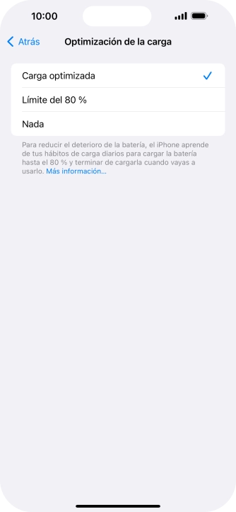 Pulsa Carga optimizada para activar o desactivar la función. Pulsa Carga optimizada para activar o desactivar la función.