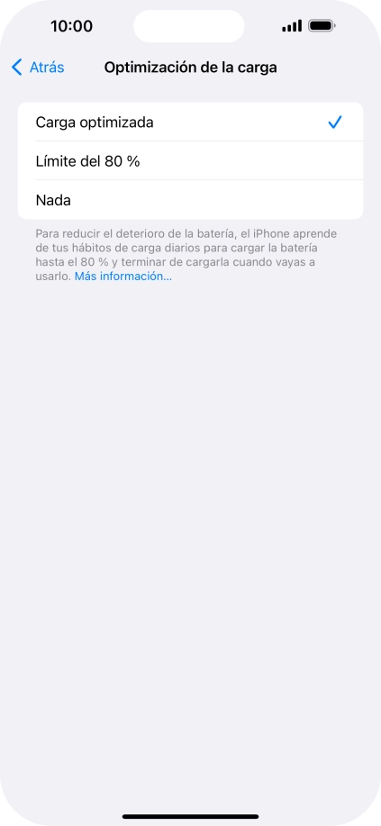 Pulsa Carga optimizada para activar o desactivar la función. Pulsa Carga optimizada para activar o desactivar la función.
