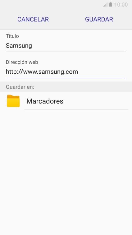Introduce el nombre del favorito deseado y pulsa GUARDAR. Introduce el nombre del favorito deseado y pulsa GUARDAR.