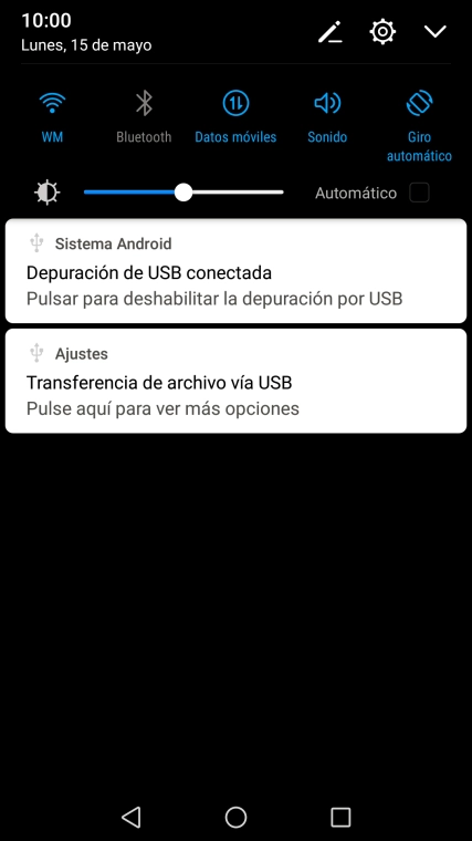 Pulsa el icono de USB. Pulsa el icono de USB.