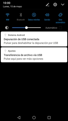 Pulsa el icono de USB. Pulsa el icono de USB.