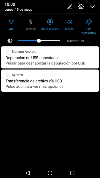 Pulsa el icono de USB. Pulsa el icono de USB.