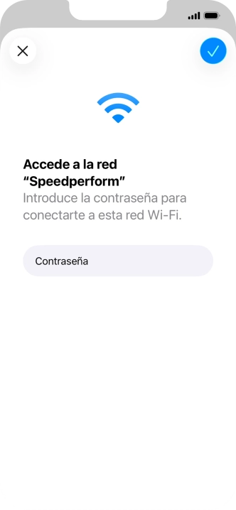 Introduce la contraseña de la red wifi y pulsa el icono de aceptar. Introduce la contraseña de la red wifi y pulsa el icono de aceptar.