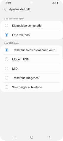 Pulsa Transferir archivos/Android Auto. Pulsa Transferir archivos/Android Auto.