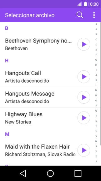 Pulsa el icono de reproducción junto a los timbres de llamada deseados para escucharlos. Pulsa el icono de reproducción junto a los timbres de llamada deseados para escucharlos.