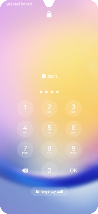Si es necesario desbloquear la tarjeta SIM, introduce el código PIN y pulsa OK. Si es necesario desbloquear la tarjeta SIM, introduce el código PIN y pulsa OK.