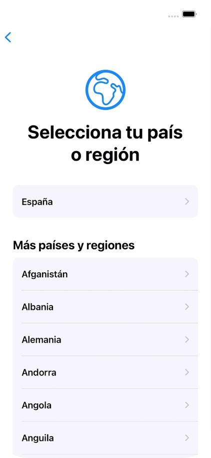 Pulsa el país o el área deseados. Pulsa el país o el área deseados.